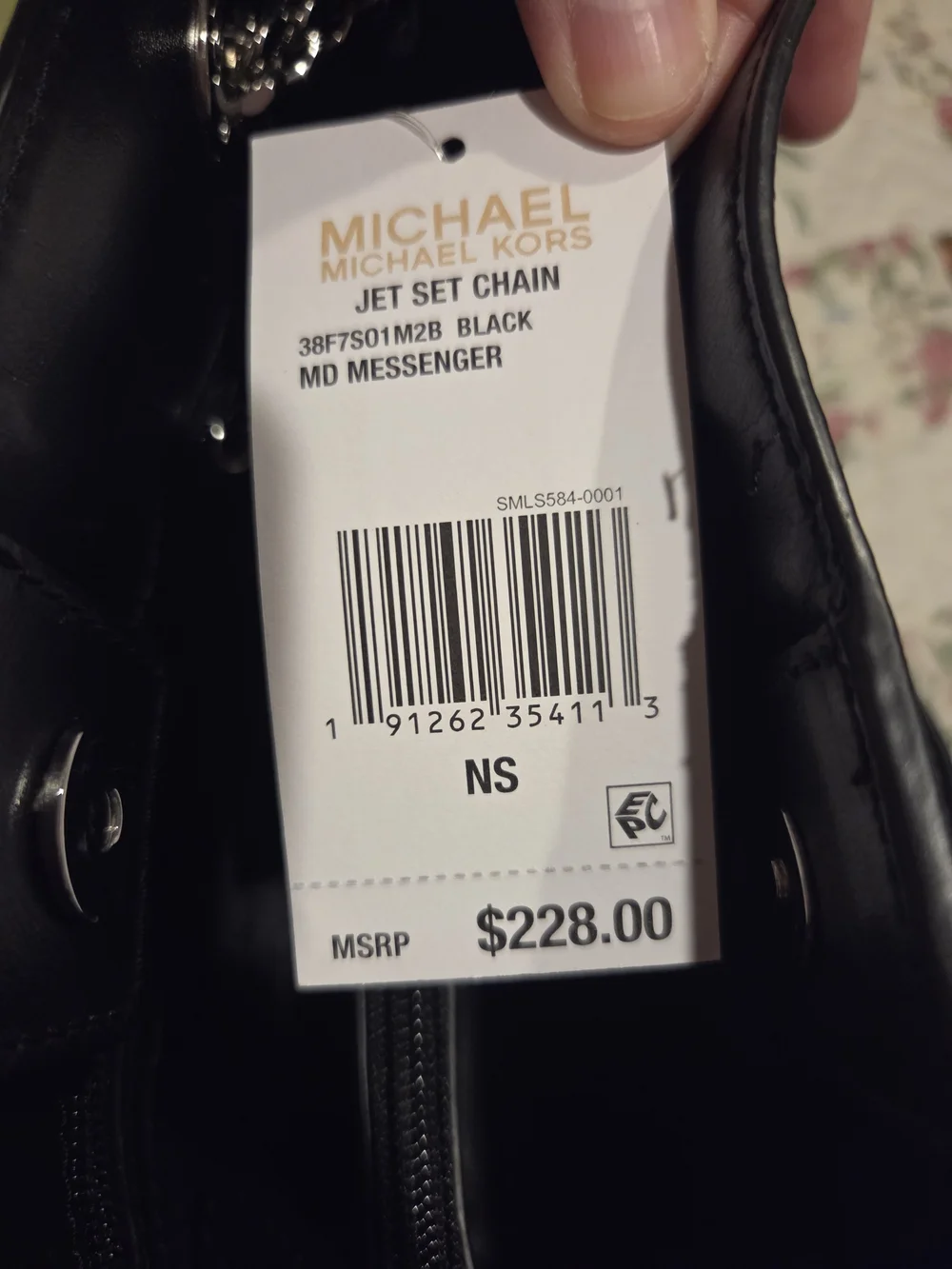 Michael Kors Black Logo Tote with Silver Chain Handles